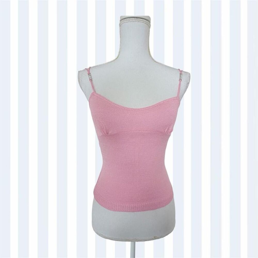 Vintage Bettie Paige Women's Embellished Knit Pink Cami Size L